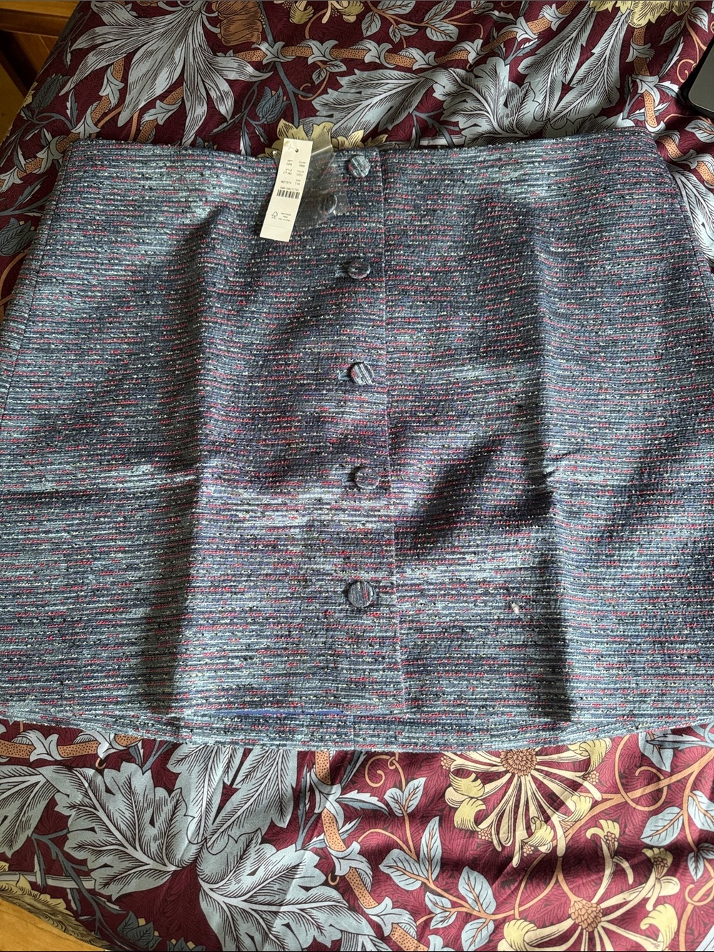 J. Crew Navy Multicolor Tweed Button-Front Mini Skirt